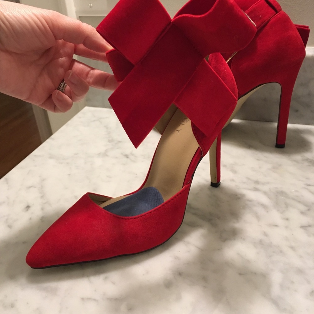 MM July red D’Orsay heels